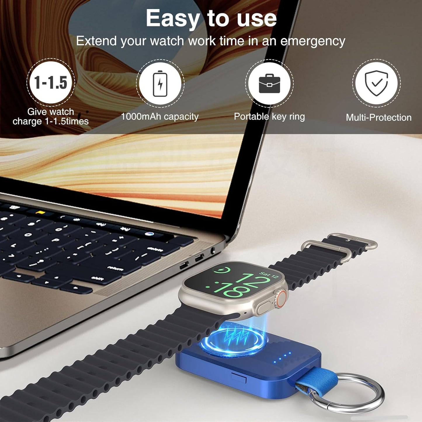 i.VALUX for Apple Watch Charger Portable Magnetic i Watch Charger, Keychain Travel Accessories Smart Wireless Charging Battery Pack Power Bank for Apple Watch Series 10/9/8/7/6/5/4/3/2/1/SE/Ultra1 2