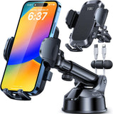 [2024 Upgrade 80LBS Strong Suction]YRU Car Phone Holder Mount,[Bumpy Road Stable]Dashboard Cell Phone Holder for Car Air Vent Windshield Phone Stand for iPhone 15 14 13 12 Pro Max Samsung Truck, Black