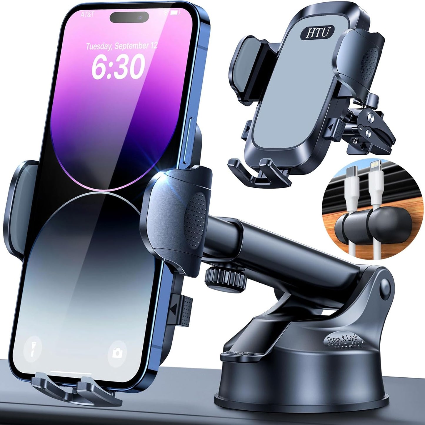 2025 Ultimate Car Phone Mount【80 LBS Strongest Suction &amp; Military-Grade】【Patent &amp; Safety Certs】 Cell Phone Holder Truck Stand for Dashboard Windshield Vent for iPhone 16 Pro Max 15 14 Samsung, Black