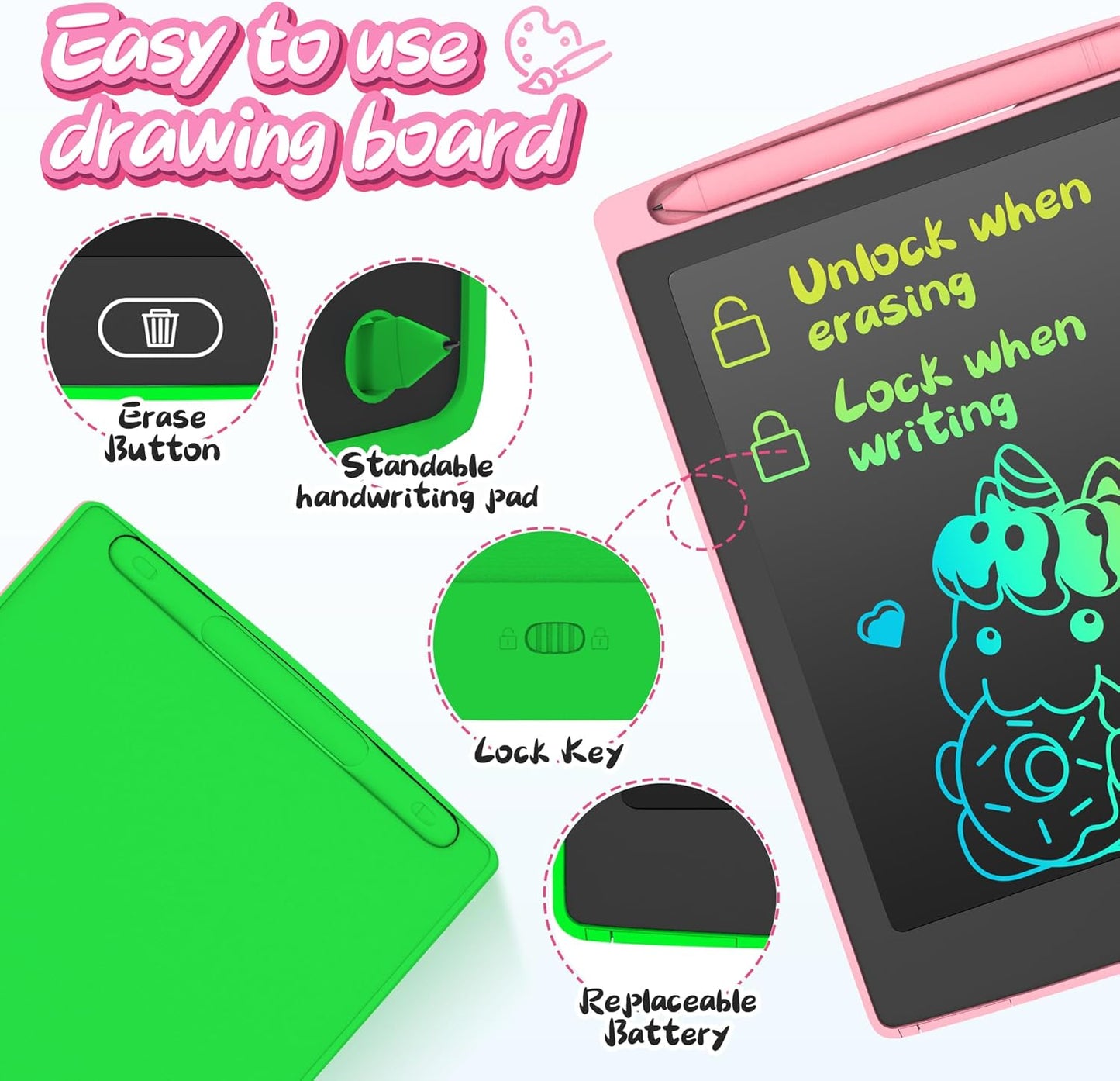 3 Pack LCD Writing Tablet, Colorful Toddler Drawing Tablet Doodle Board for Kids, Erasable Reusable Electronic Drawing Pad, LEYAOYAO Educational and Learning Toy for 3-6 Years Old Boy and Girl