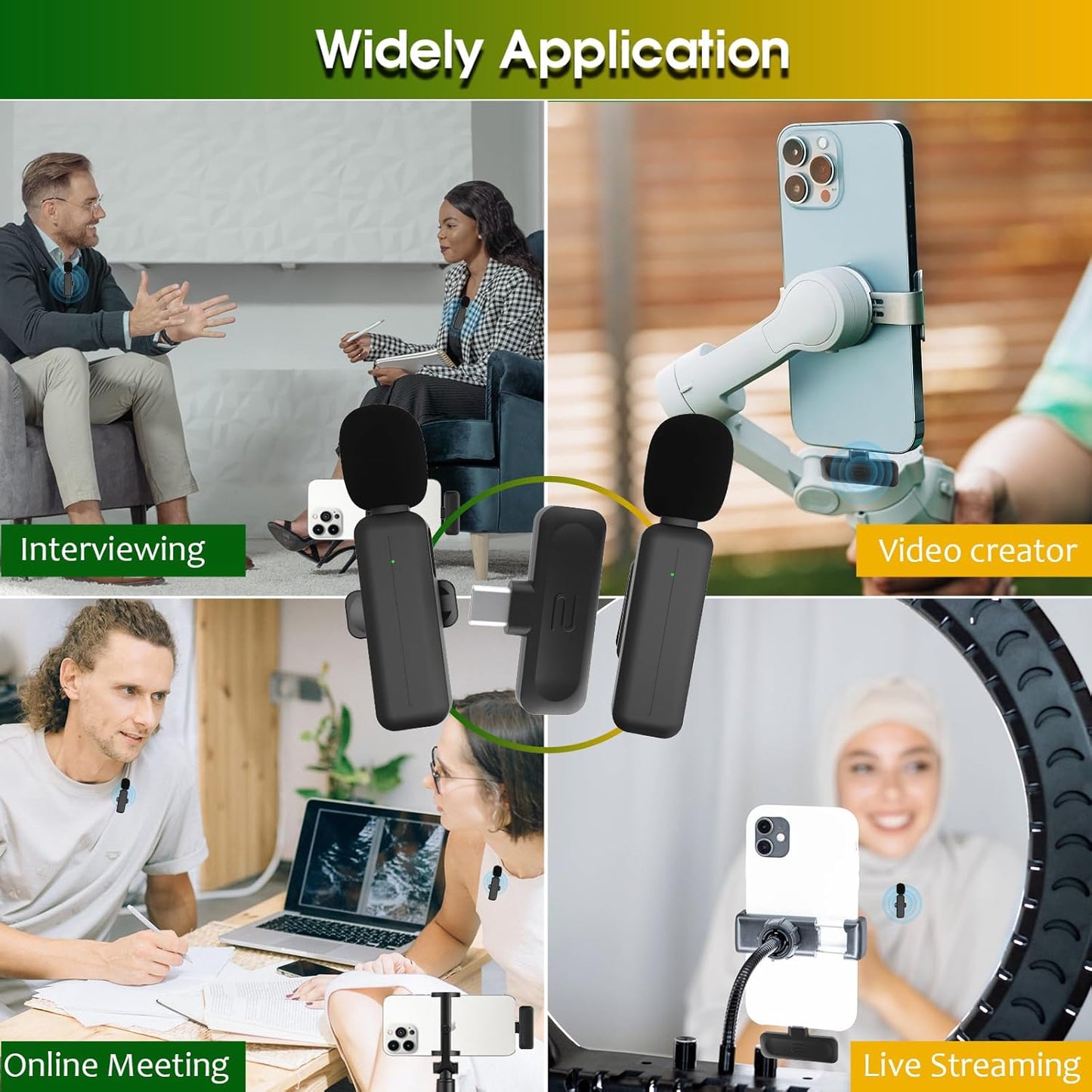 2 Pack Wireless Mini Lavalier Lapel Microphone for iPhone,Android Phone(2 in 1) - 80ft Cordless Clip on Dual Mics with Noise Reduction 5H Working Time for Video Recording Vlogging, YouTube, Interview