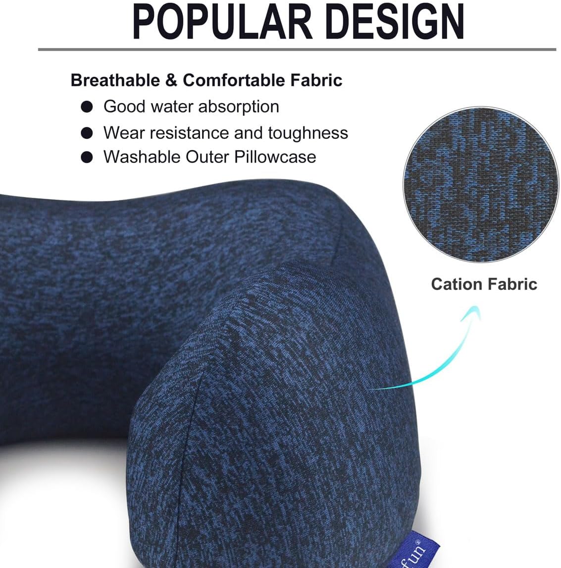 napfun Neck Pillow for Traveling, Upgraded Travel Neck Pillow for Airplane 100% Pure Memory Foam Travel Pillow for Flight Headrest Sleep, Portable Plane Accessories, Striped Black
