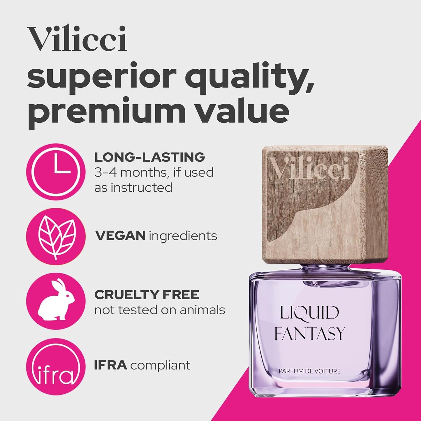 Vilicci Car Air Freshener - Tobacco Vanilla Scent - Elegant Car Fresheners, Air Freshener for Car, Premium Car Hanging Air Freshener, Long-Lasting Fragrance for Auto and Home, 1 Bottle