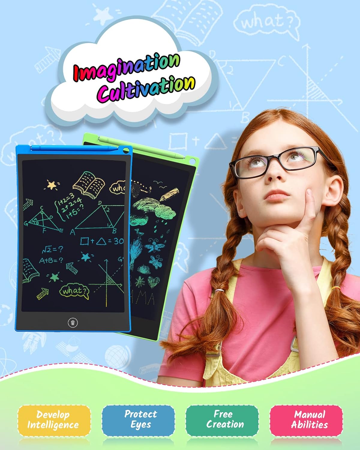 TECJOE 2 Pack LCD Writing Tablet, 8.5 Inch Colorful Doodle Board Drawing Tablet for Kids, Kids Travel Games Activity Learning Toys Birthday Gifts for 3 4 5 6 Year Old Boys and Girls Toddlers