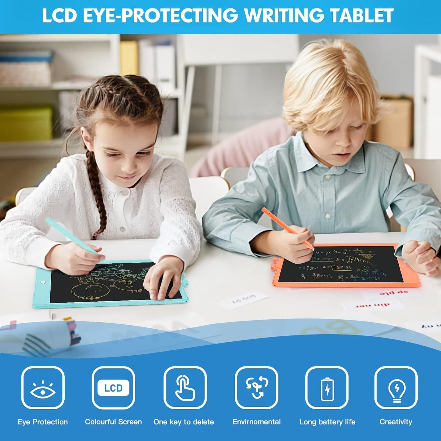 PYTTUR LCD Writing Tablet for Kids 10 Inch Colorful Toddler Drawing Tablet Reusable Doodle Board Electronic Drawing Pads Educational and Learning Kids Toys for Girls(Pink)