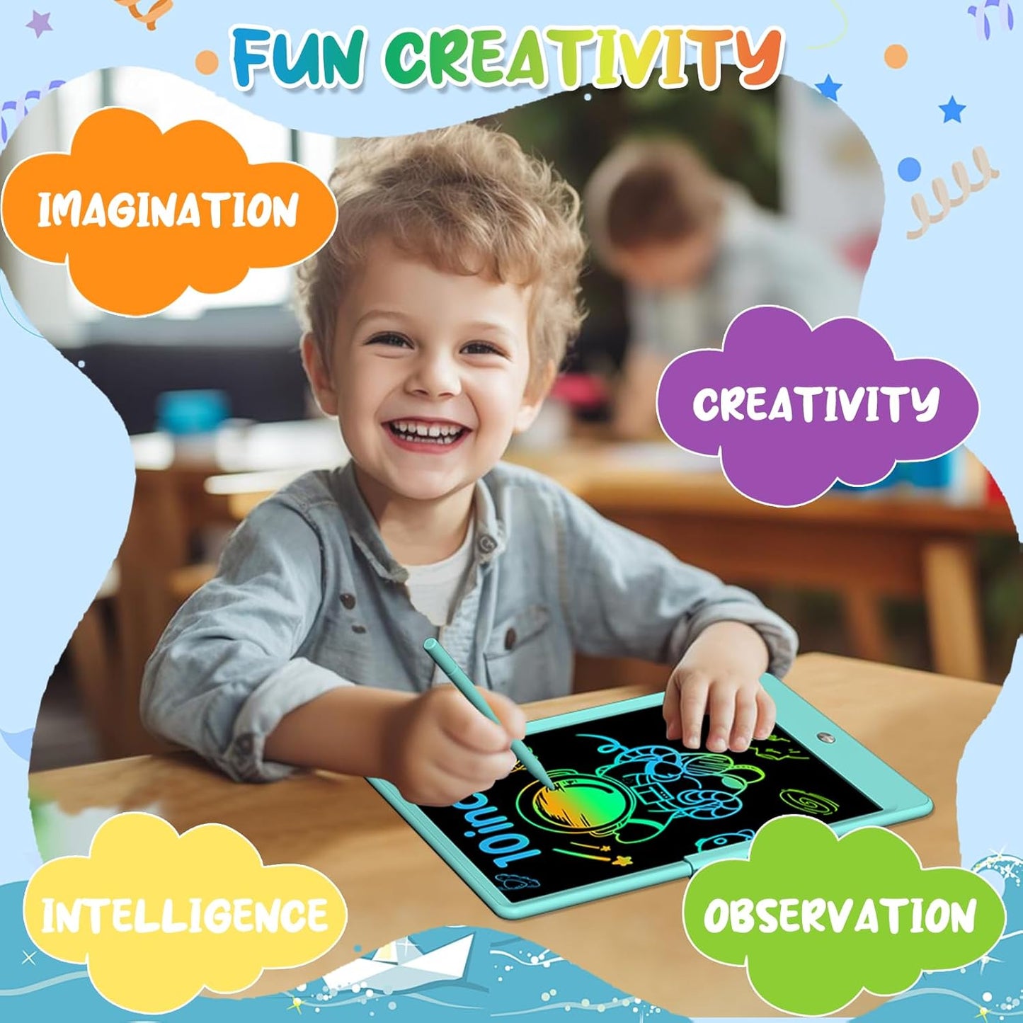 PYTTUR LCD Writing Tablet for Kids 10 Inch Colorful Toddler Drawing Tablet Reusable Doodle Board Electronic Drawing Pads Educational and Learning Kids Toys for Girls(Pink)