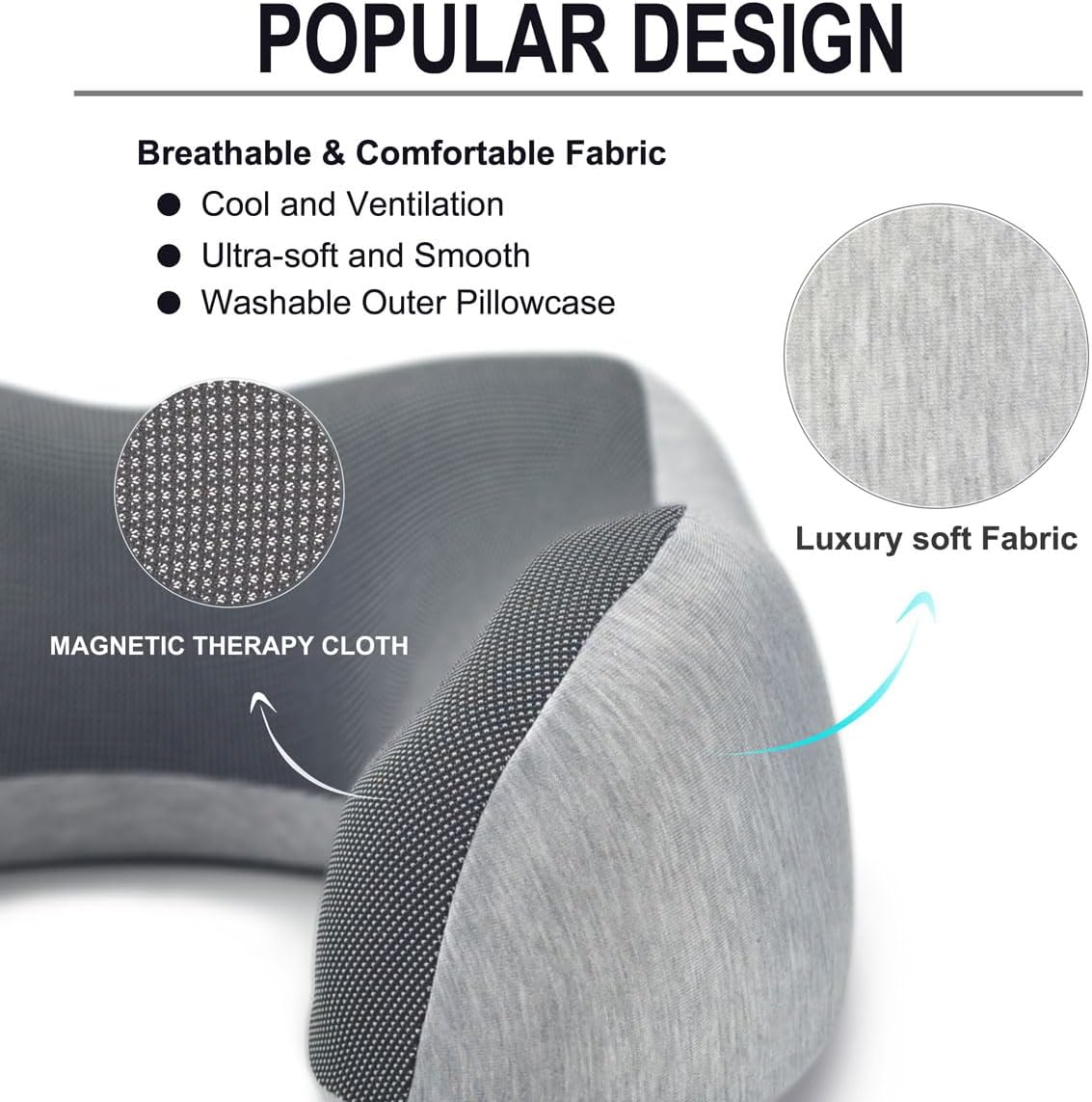 napfun Neck Pillow for Traveling, Upgraded Travel Neck Pillow for Airplane 100% Pure Memory Foam Travel Pillow for Flight Headrest Sleep, Portable Plane Accessories, Striped Black