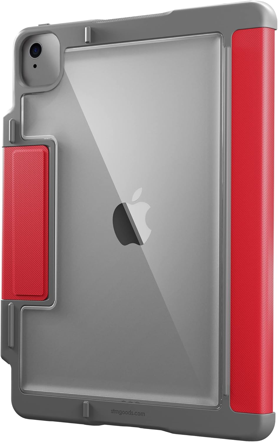 STM Dux Plus for iPad Air 11&#34; (5th/4th Gen &amp; M2 6th Gen 2024) - Ultra-Protective, Lightweight Rubberized Case with Clear Back, Apple Pencil Holder, and Battery-Saving On/Off Cover - Red