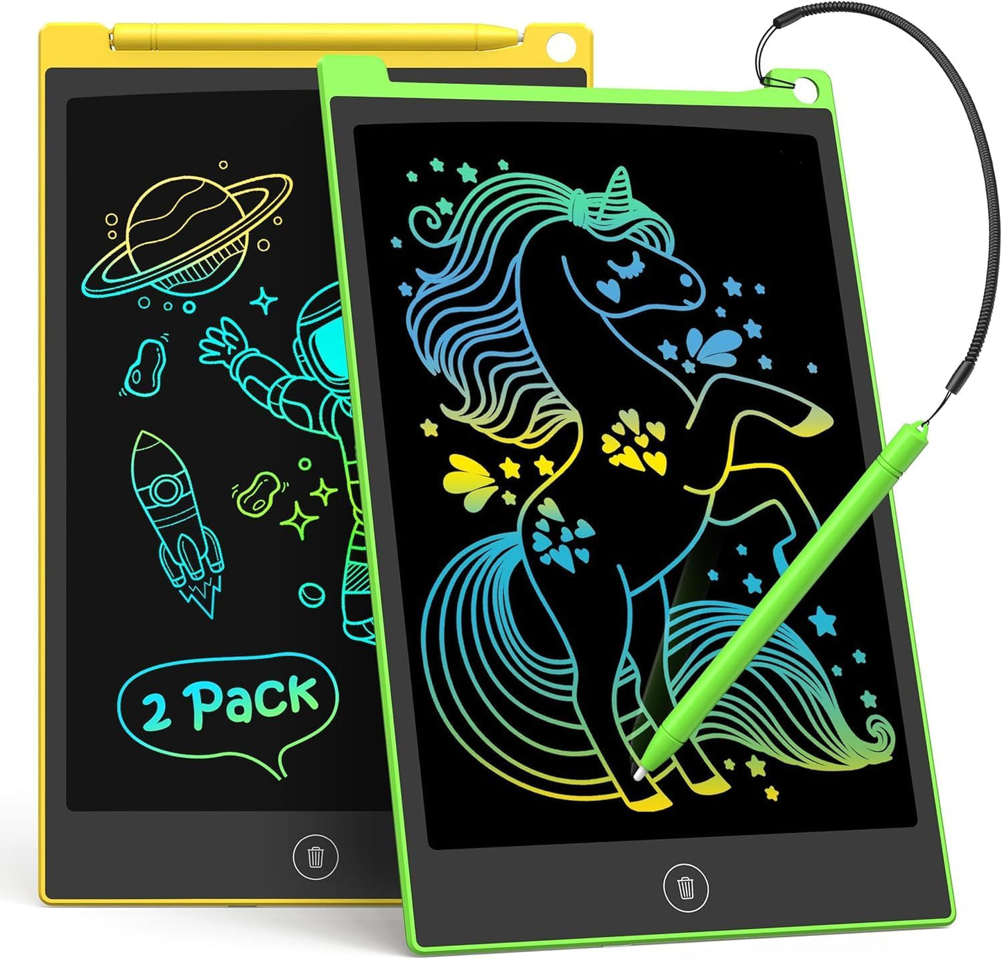 TECJOE 2 Pack LCD Writing Tablet, 8.5 Inch Colorful Doodle Board Drawing Tablet for Kids, Kids Travel Games Activity Learning Toys Birthday Gifts for 3 4 5 6 Year Old Boys and Girls Toddlers