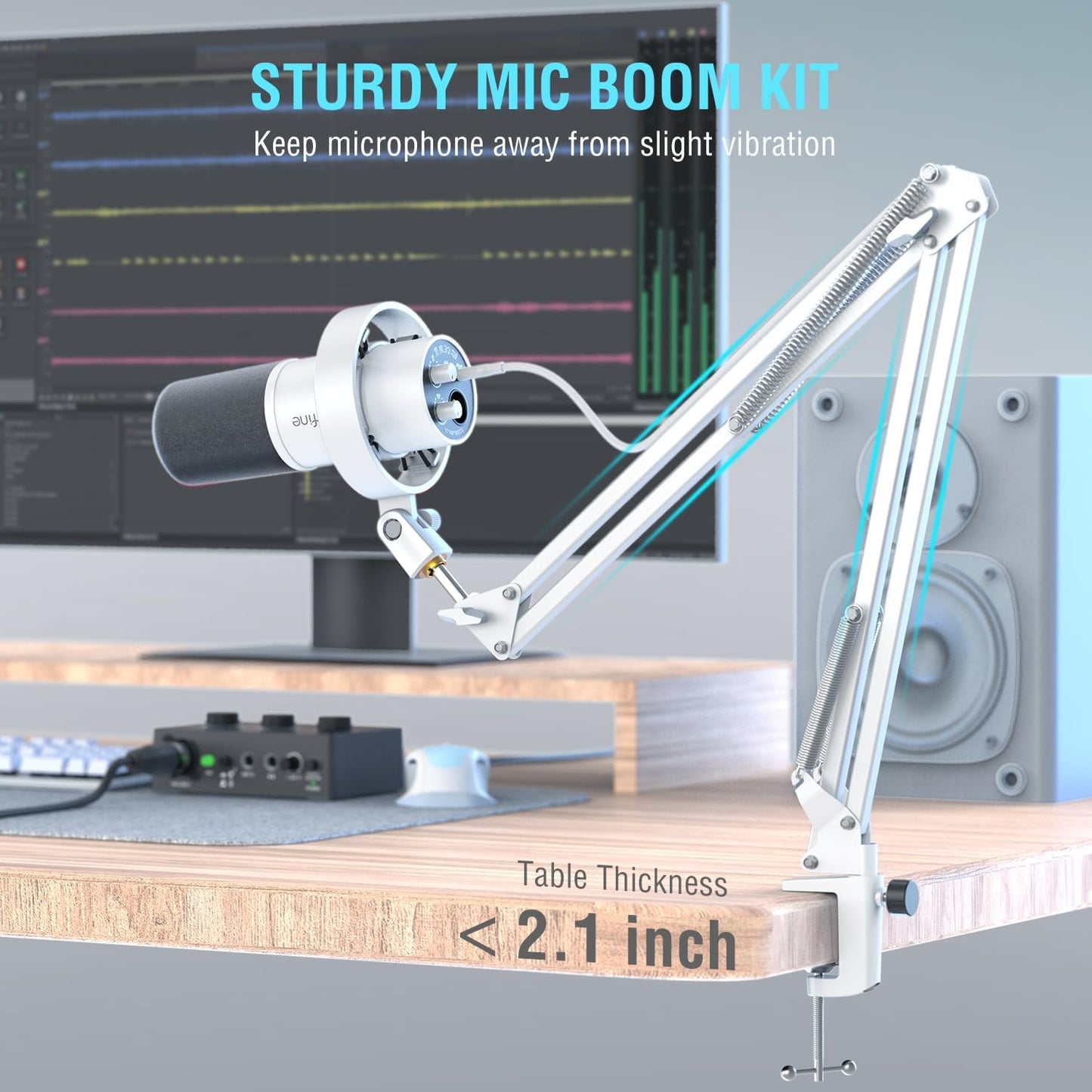 FIFINE K688 Podcast Microphone Kit, USB/XLR Dynamic Microphone with Boom Arm for PC/XLR Mixer, Gaming Mic with Mute Button, Headphone Jack for Vocal, Voice-Over, Streaming, Music Recording -K688CT