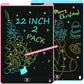 2 Pack 12 Inch LCD Writing Tablet, Electight Colorful Doodle Board, Eye Protection Drawing Board with Lock &amp; Erase FUNC, Birthday Gifts and Toys for 3 4 5 6 7 8 Year Old Boys and Girls - Pink &amp; Blue