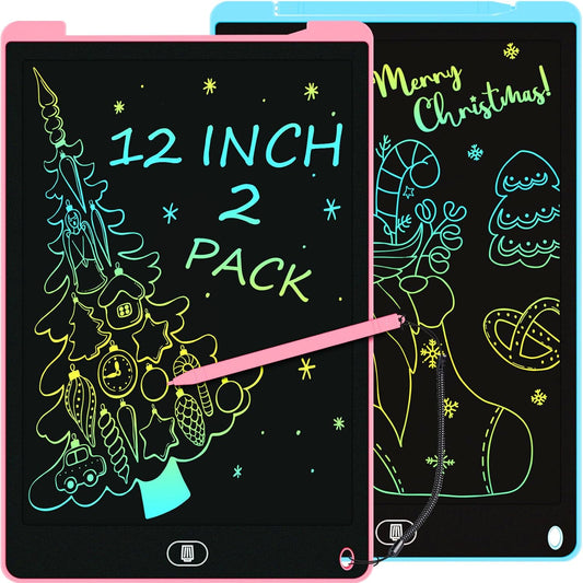 2 Pack 12 Inch LCD Writing Tablet, Electight Colorful Doodle Board, Eye Protection Drawing Board with Lock &amp; Erase FUNC, Birthday Gifts and Toys for 3 4 5 6 7 8 Year Old Boys and Girls - Pink &amp; Blue