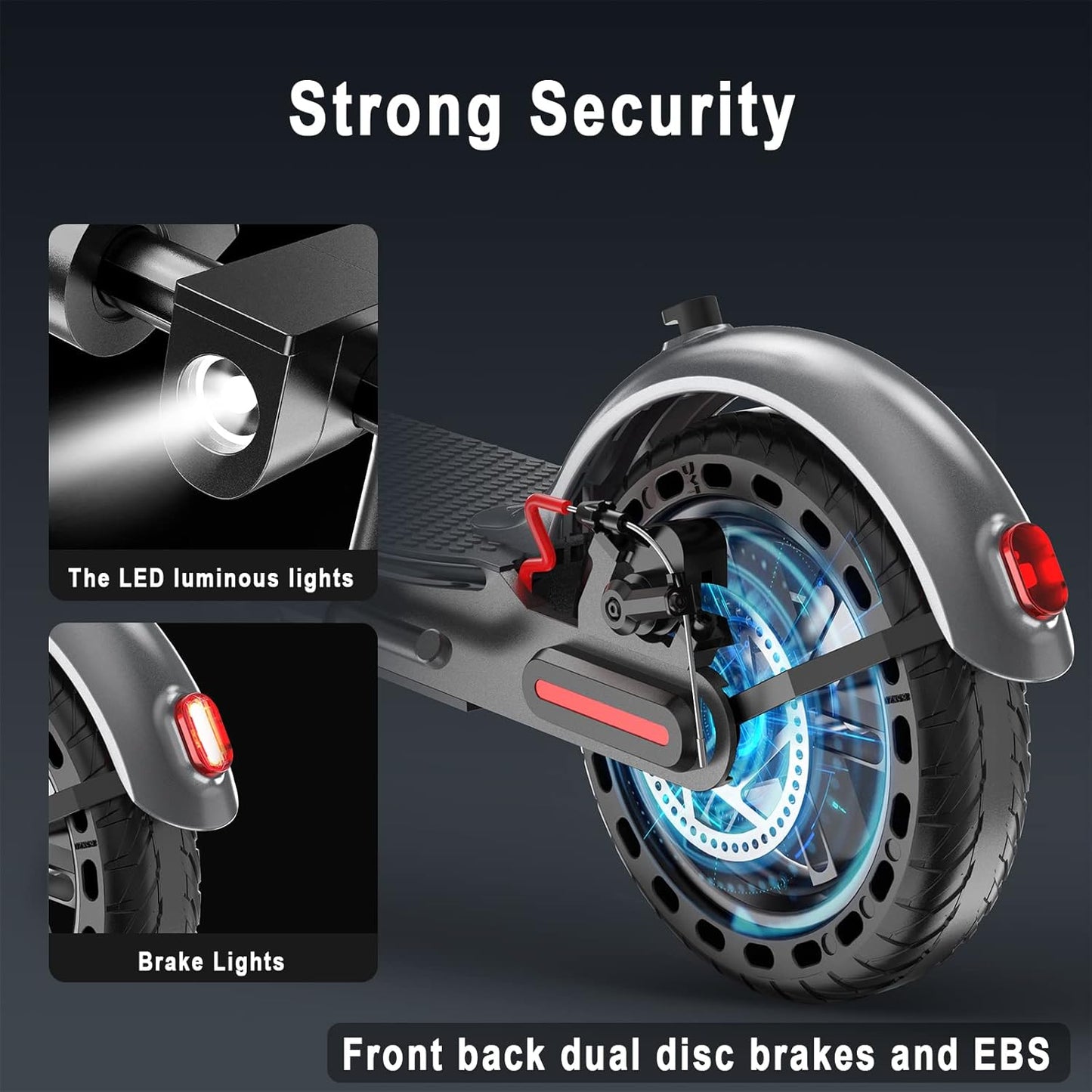 Electric Scooter - 350W Motor, 8.5&#34; Solid Tires, Up to 19 MPH and 20/23 Miles Long-Range Portable Folding Commuting Scooter for Adults with Double Braking System and App