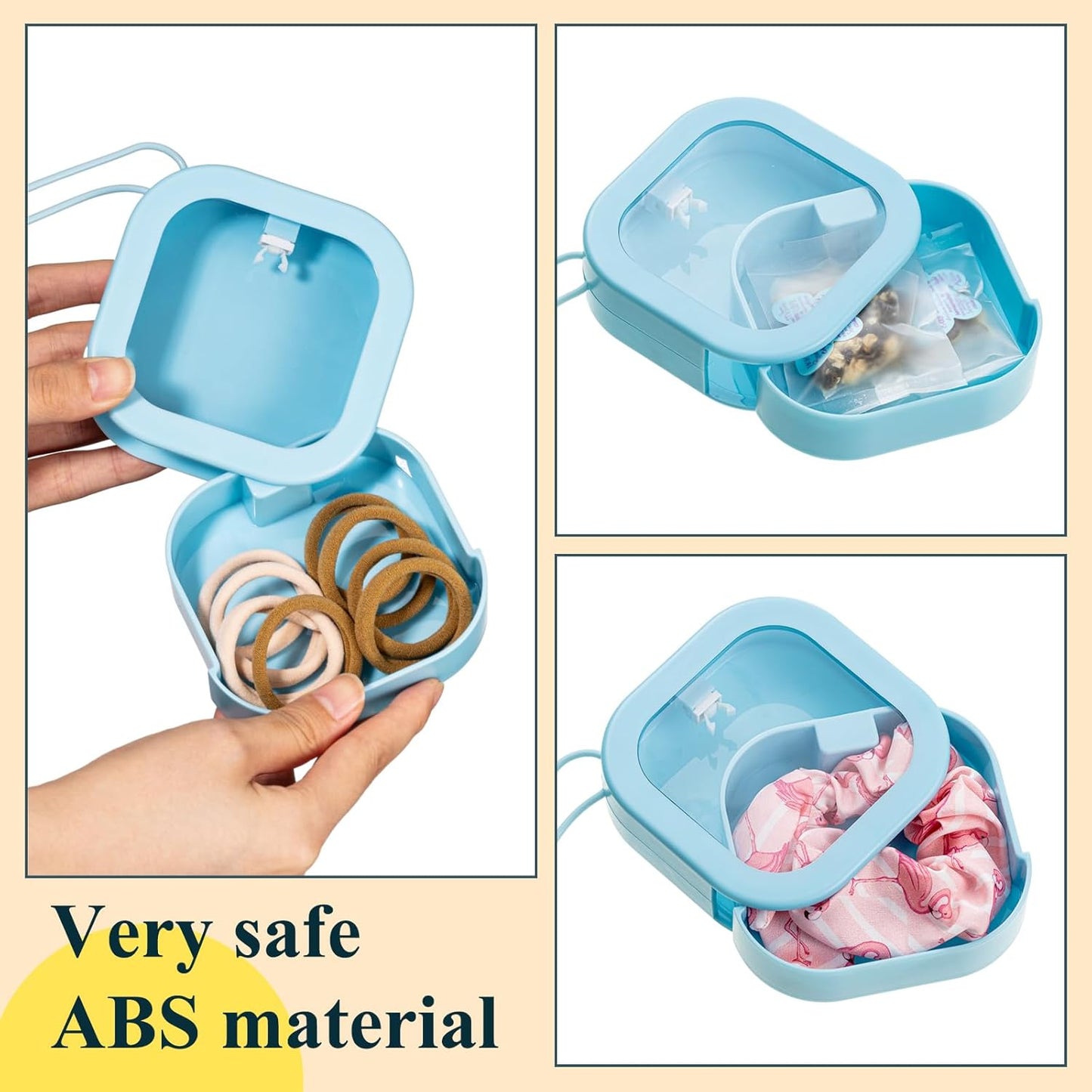 Kathfly 4 Pcs White Hair Tie Organizer Portable Hair Accessory Storage Containers Stackable Hair Tie Bobby Pin Holder Home Cotton Swab Dispenser Hair Accessories Jewelry Organizer Box