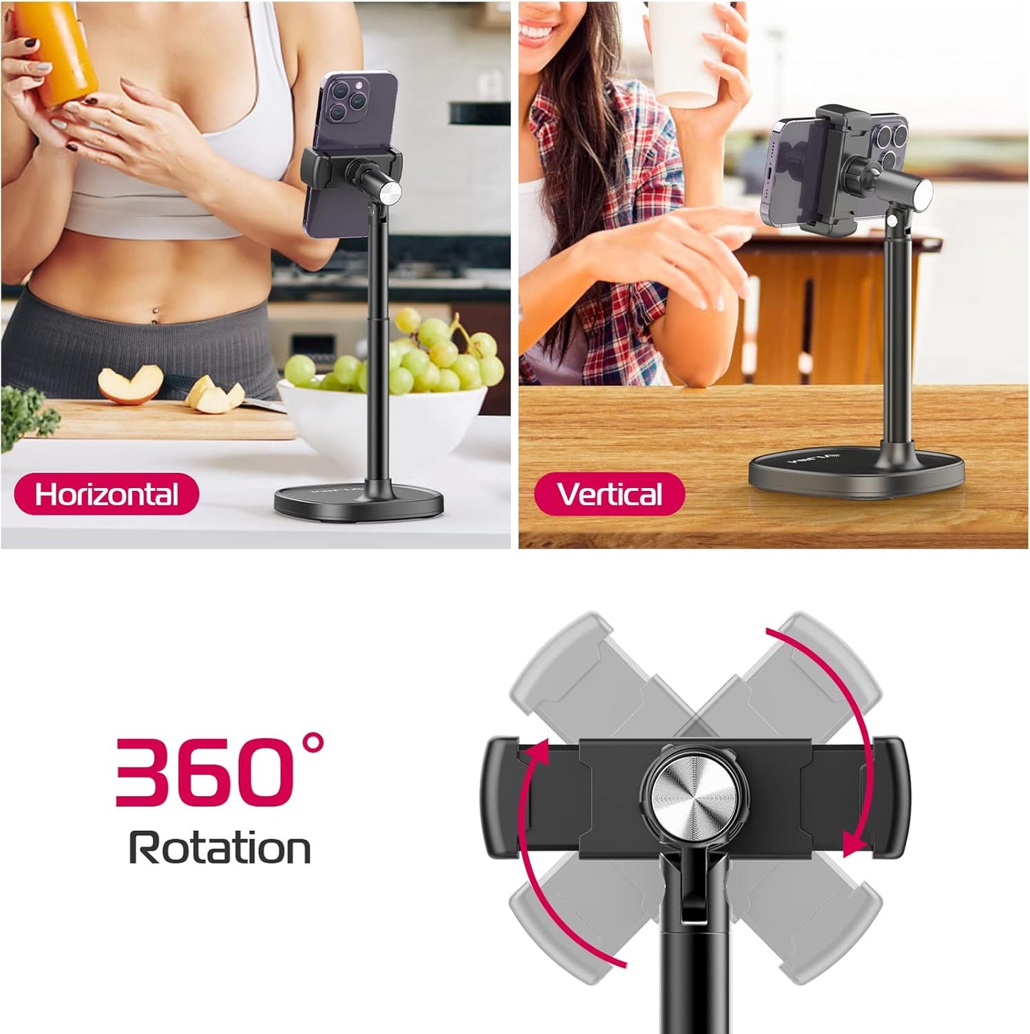 ULANZI SK-06 Cell Phone Cooler Phone Stand, Desktop Cell Phone Gaming Radiator with Cooling Device, Height Adjustable Phone Stand 2.56-3.49 inches iOS/Android Semiconductor Heatsink Cooling