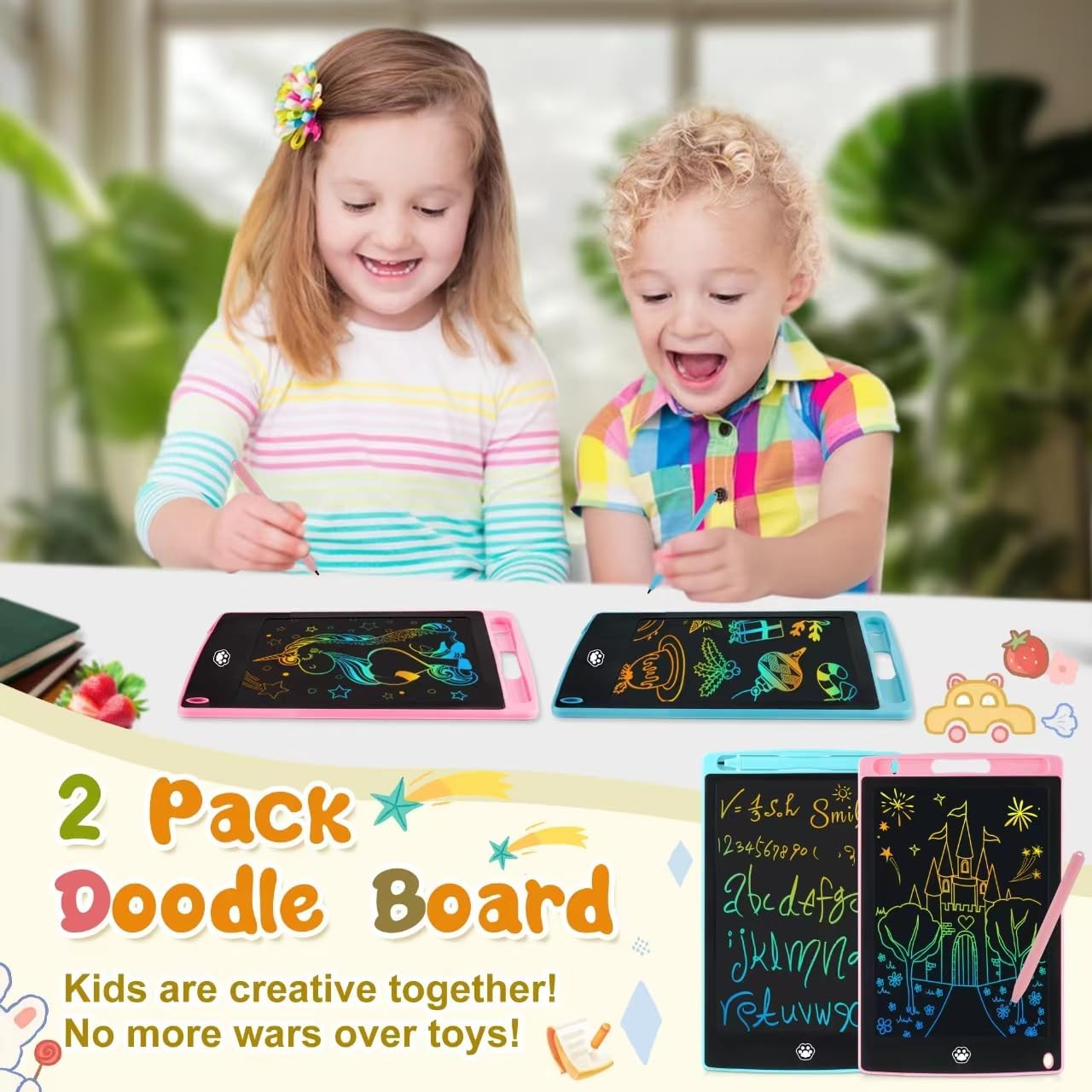 2 Pack LCD Writing Tablet, Electronic Drawing Writing Board, Erasable Drawing Doodle Board, Doodle Pad Toys for Kids Adults Learning &amp; Education, 8.5IN(Blue Pink)
