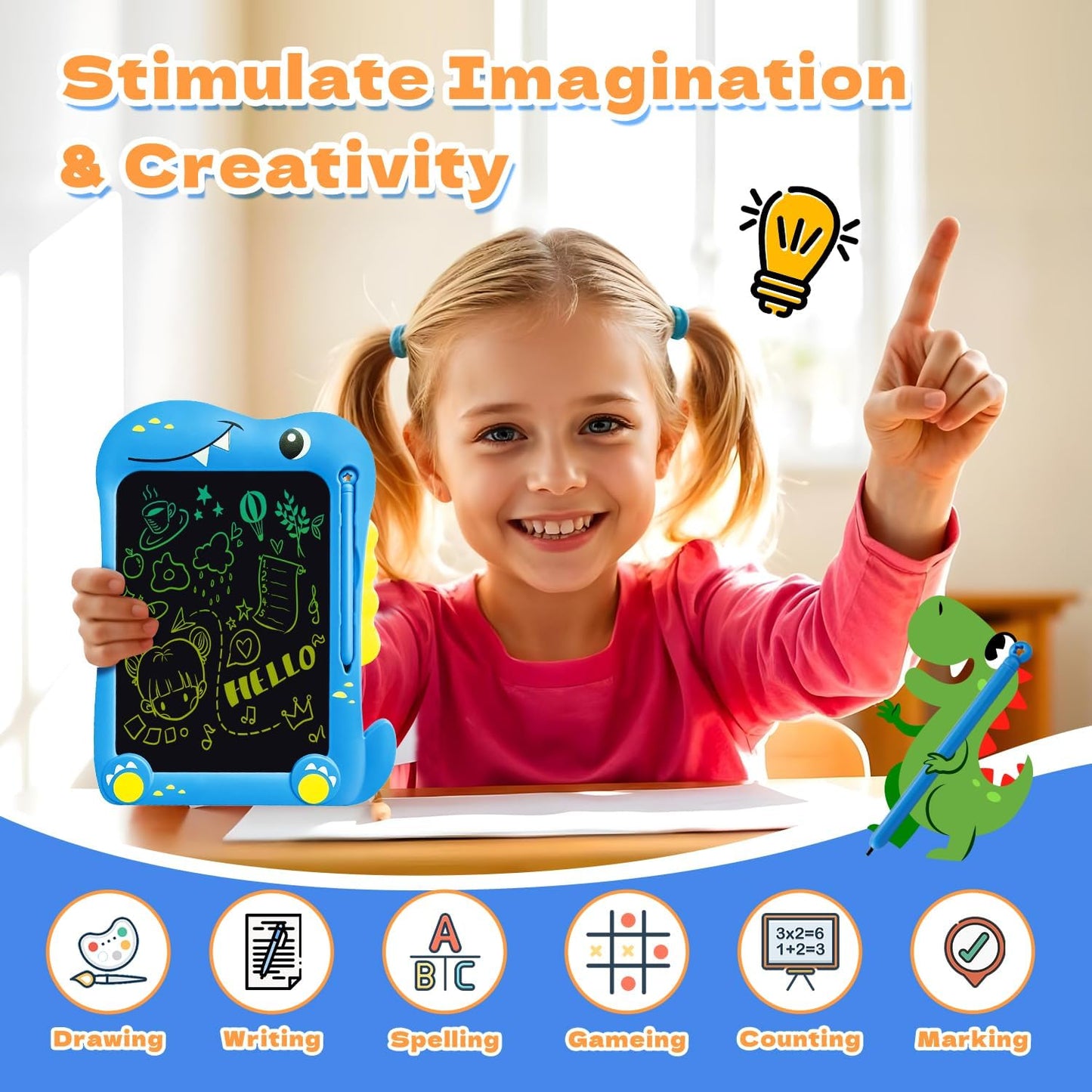 Unicorn Toys Lcd Writing Tablet for Kids, Reusable 8.5 Inch Kids Drawing Tablet, Educational Drawing Pad Doodle Board for Toddler Toys, Christmas Gifts Birthday Gifts for Ager3 4 5 6 7, Cute Girl Toys