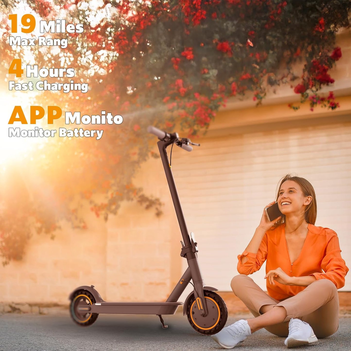 Electric Scooter Adults, Up to 22 Mph, 350W Motor Peak 500W, Foldable E-Scooter for Adults, Escooter Adults with App Control, Dual Syspension with Turn Signal Light, Dual Braking
