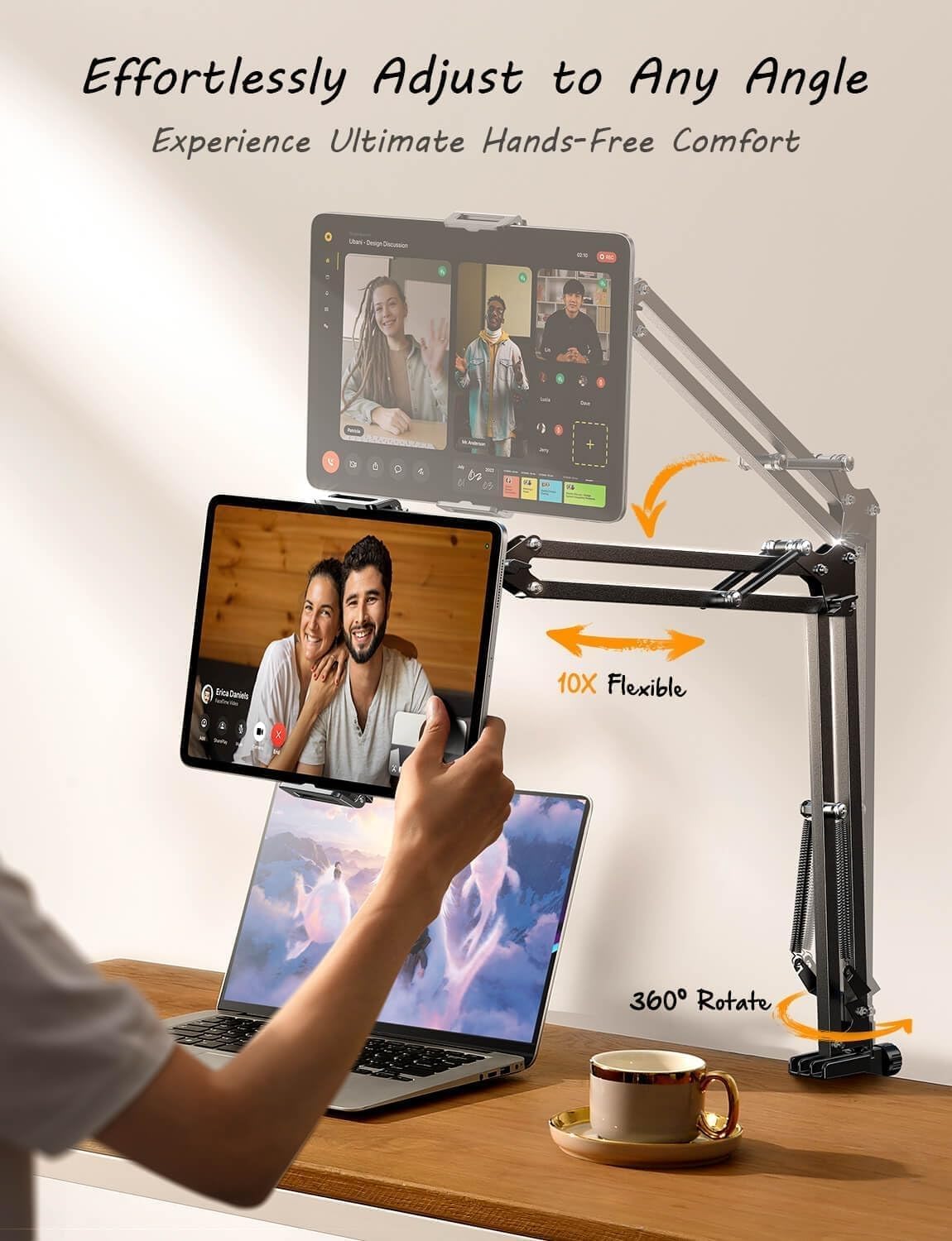 LISEN Tablet Stand Phone Holder iPad Holder for Desk Mount[Ultra Sturdy] 2 Clamps Kindle Holder for Bed Gooseneck Phone Tablet Holder Mount Phone Stand fits iPhone iPad Mini 7 Kindle 4-13&#34; Device