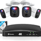 Swann 4K Security Camera System DVR with 2TB HDD, 8 Channel 8 Cam, Indoor Outdoor Wired 8MP Home Surveillance Bullet Cameras, Color Night Vision, 24/7,Heat Motion Detection, LEDs, Sirens and Mic