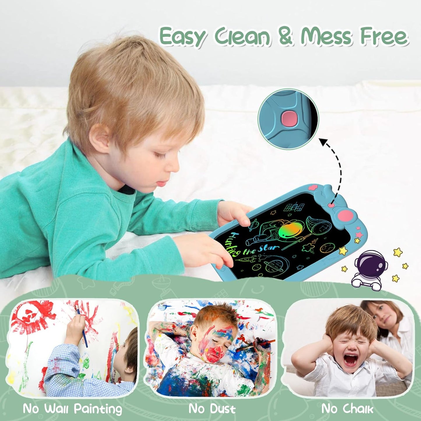 PYTTUR LCD Writing Tablet for Kids 10 Inch Colorful Toddler Drawing Tablet Reusable Doodle Board Electronic Drawing Pads Educational and Learning Kids Toys for Girls(Pink)