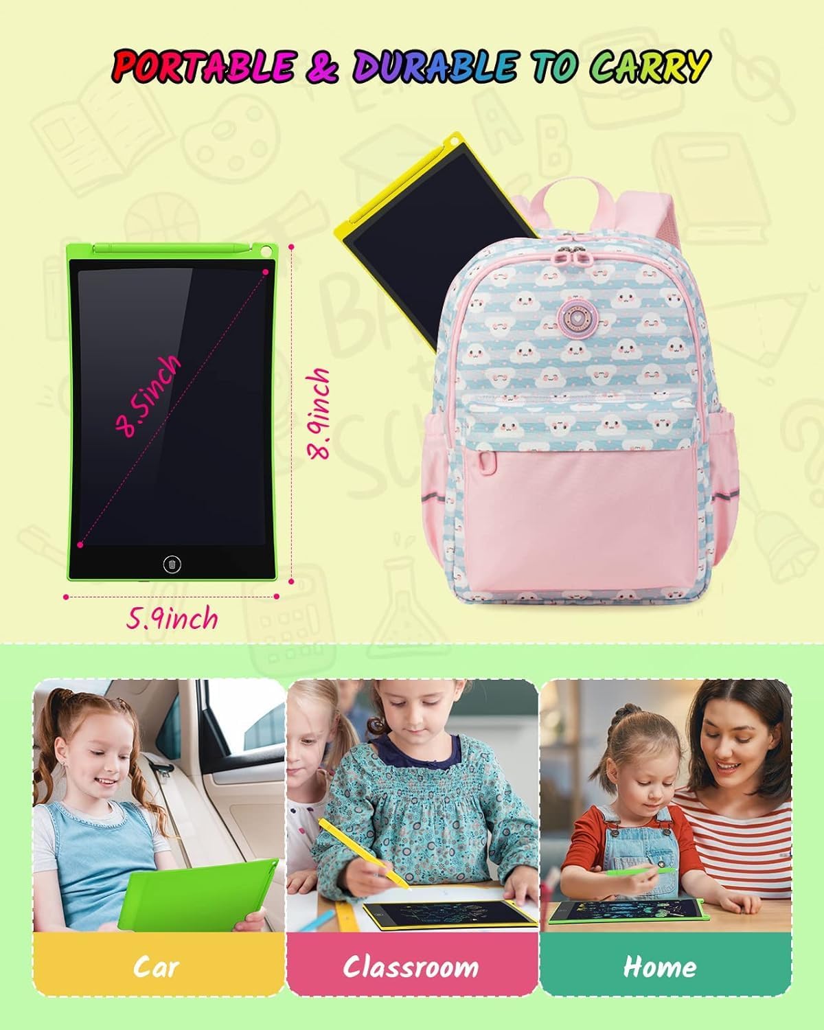 TECJOE 2 Pack LCD Writing Tablet, 8.5 Inch Colorful Doodle Board Drawing Tablet for Kids, Kids Travel Games Activity Learning Toys Birthday Gifts for 3 4 5 6 Year Old Boys and Girls Toddlers