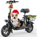 Gyroor Adults Electric Scooter with Large Middle Basket, 550W Motor 18.6 MPH 20 Mile Distance, Foldable E-Scooter with seat for Pets &amp; Cargo