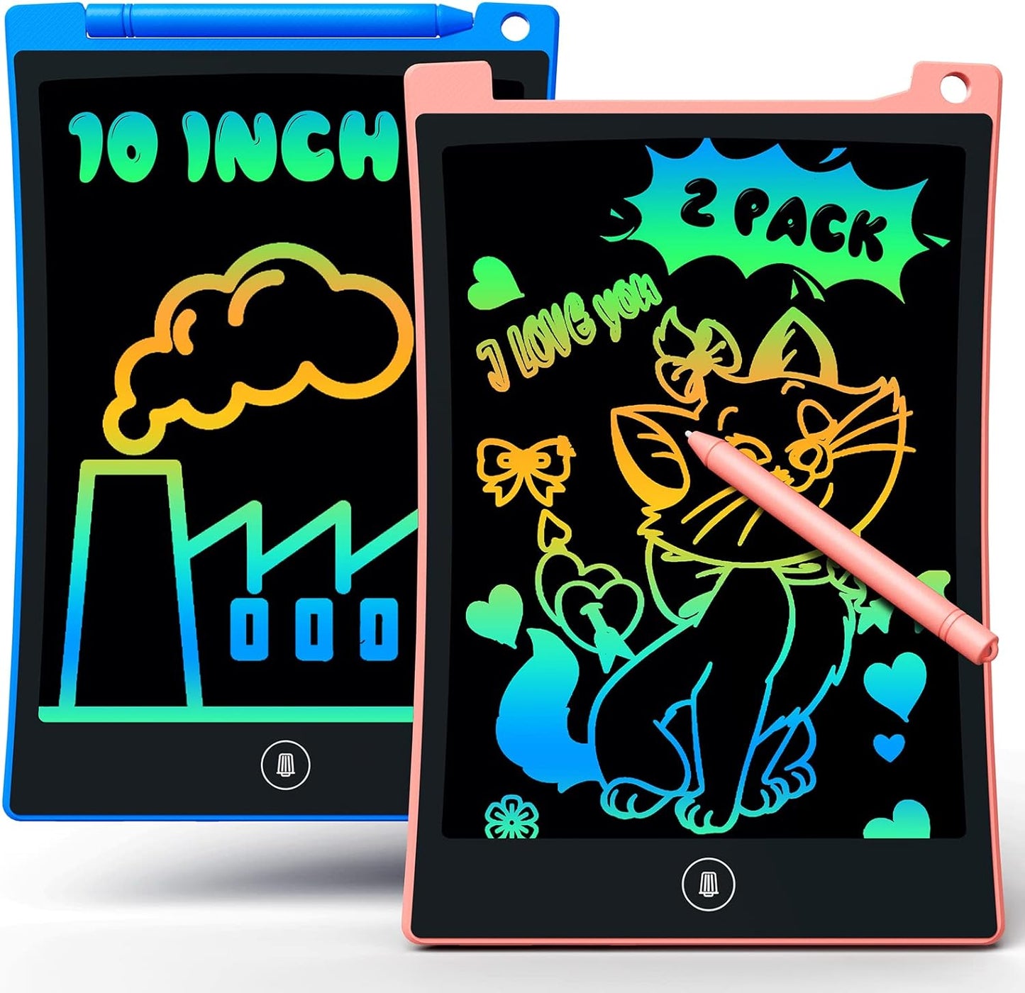 bravokids 2 Pack LCD Writing Tablet with Stylus, 8.5 inch Colorful Doodle Board Drawing Pad for Kids, Travel Games Activity Learning Toys, Birthday Gift for Age 3 4 5 6 7 8 Year Old Boys Girls