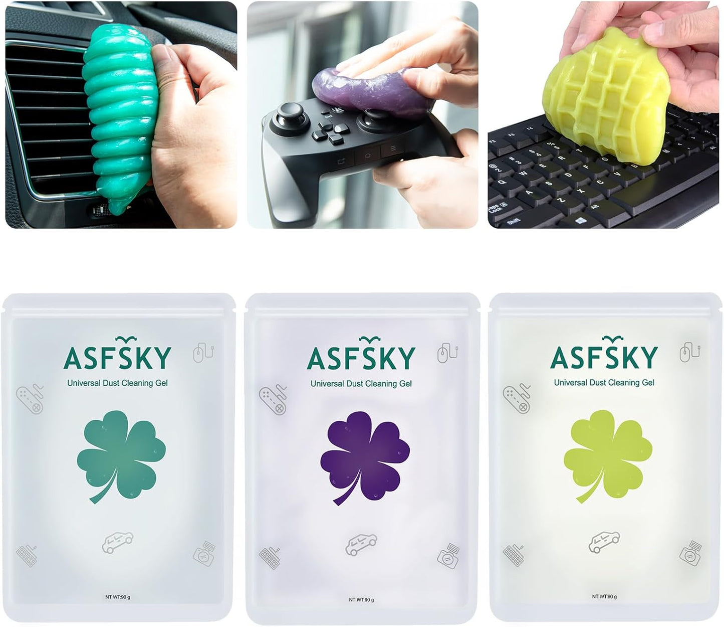 ASFSKY Car Putty Car Cleaning Gel Car Cleaning Putty Car Gel Cleaner Car Slime for Car Dust Cleaner Keyboard Dust Cleaning Gel 5 Pack (Purple)
