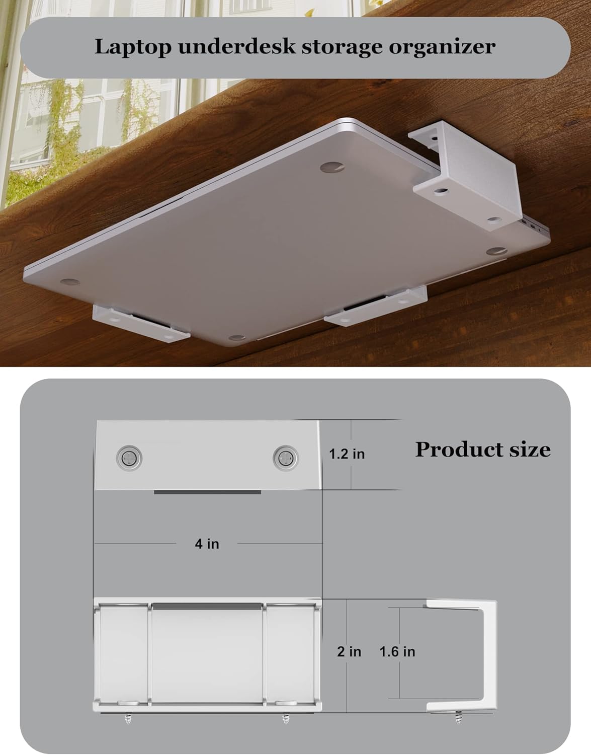 NOTMBESTM Under Desk Laptop Holder Under Desk Rack Mount for Keyboard &amp; Small Devices Also Fit for Cable Box Wall Mount Tray Organizer Like Routers, Modems, Network Switch and More