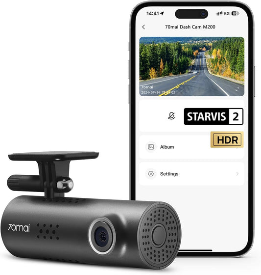 70mai Dash Cam M310, 1296P QHD, Built in WiFi Smart Dash Camera for Cars, 130° Wide-Angle FOV, WDR, Night Vision, iOS/Android Mobile App, Loop Recording, Parking Monitor, Time-Lapse
