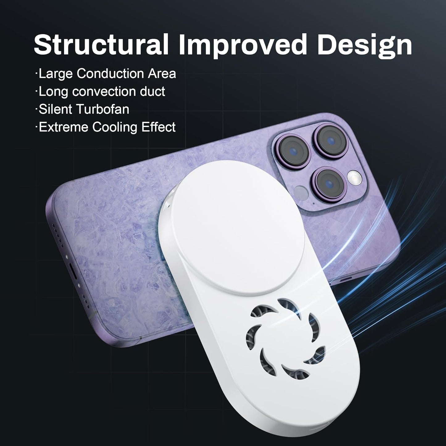 Phone Cooler for Gaming, Magnetic Semiconductor iPhone Cooler Cooling Fan, Keep Phone Cool Fan for Phone