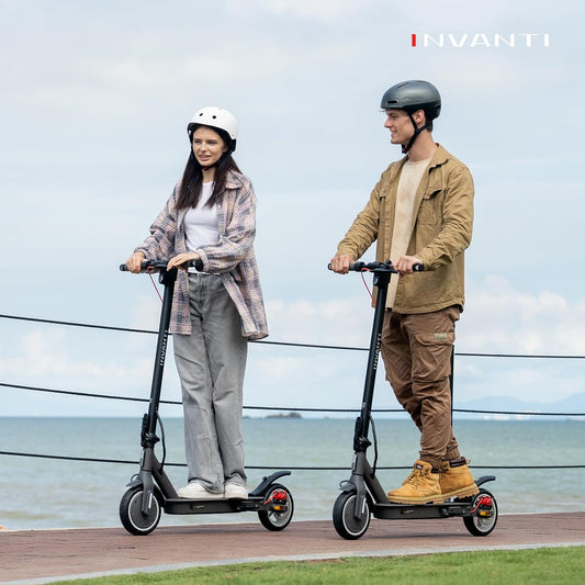 INVANTI E30 Electric Scooter with Smart APP, 19.9 Miles Range &amp; 18 MPH, 350W Motor, 8.5&#34; Solid Tires, Rear Suspension and Turn Signals, Foldable Electric Scooter for Adults and Teens