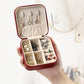 TRODANCE Jewelry Travel Case with Mirror,Small Travel Jewelry Organizer, Portable Jewelry Box Travel Mini Organizer Portable Display Storage Box For Rings Earrings Necklaces (White)