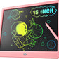 LCD Writing Tablet for Kids, Kidopire 15 Inch Large Screen Doodle Board, Colorful Drawing Writing Board Tablet Kids Age 3-12  Birthday Erasable Drawing Pad Message Practice Note Learning Toys, Purple