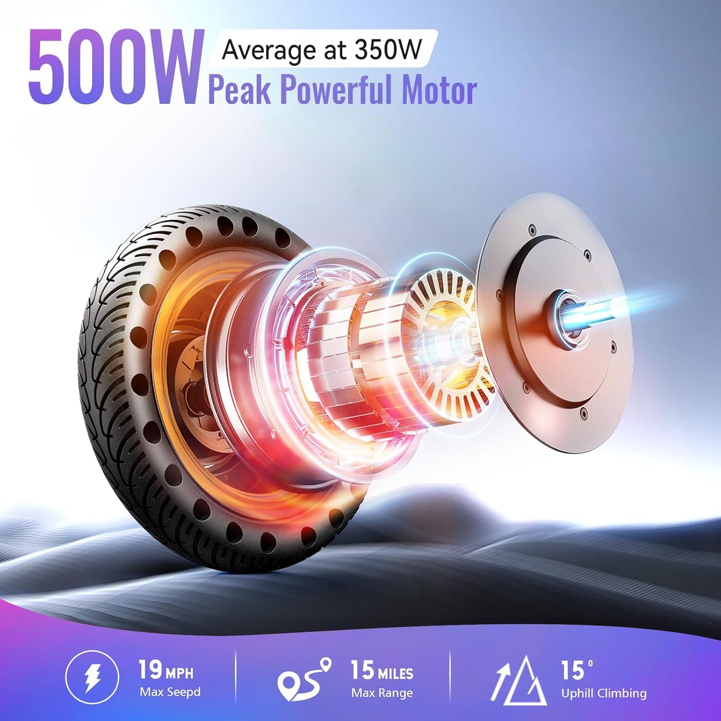 TST Electric Scooter for Adults, Up to 19 MPH and 20/30 Miles Long-Range, 500W Peak Motor Foldable E Scooter, 10&#34; Solid Rear Tire and Pneumatic Front Tire, Dual Braking System and App Control