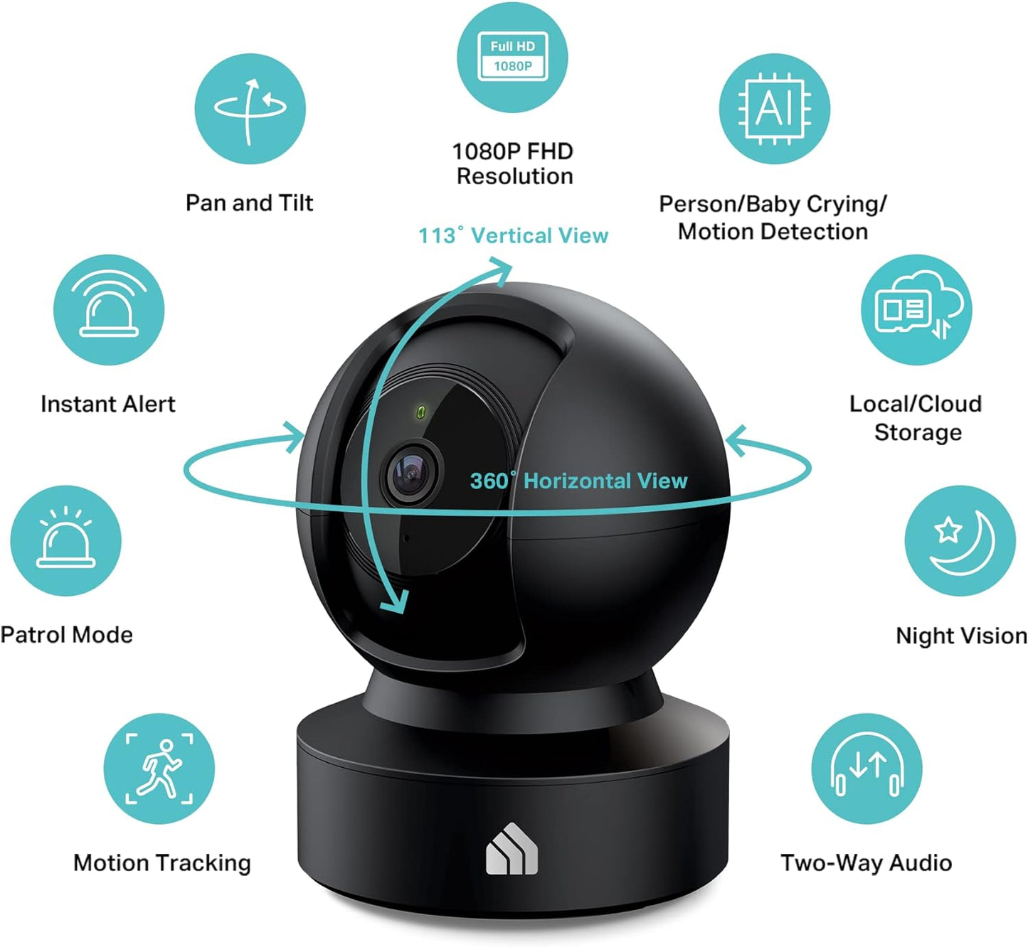 Kasa Smart Indoor Pan-Tilt Home Security Camera, 1080p HD Dog Camera w/Night Vision, Motion Detection for Baby &amp; Pet Monitor, Cloud &amp; SD Card Storage, Works w/ Alexa &amp; Google Home, 2.4G WiFi (EC71)