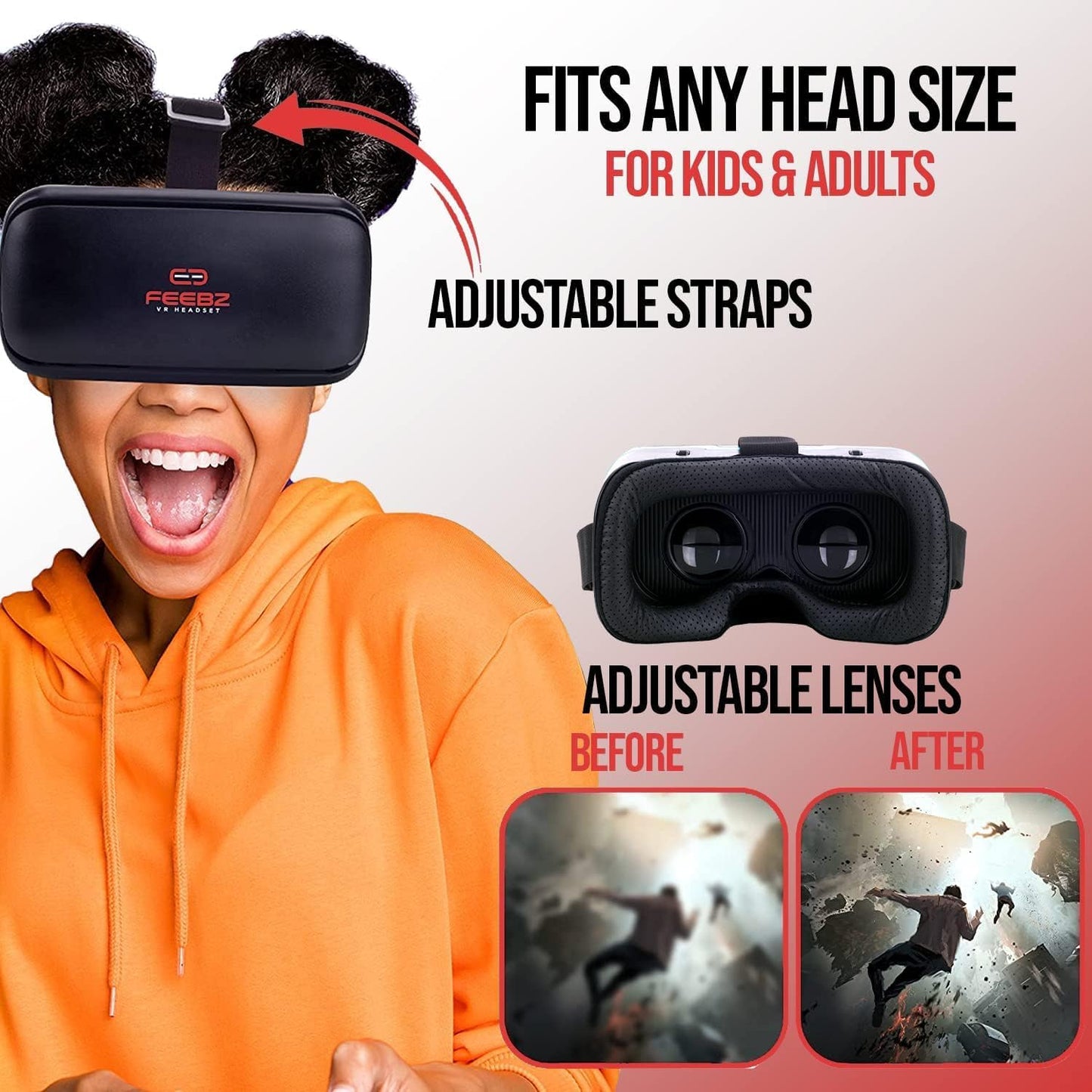 FEEBZ 3D VR Headset for Kids 2.0   Android Remote - for iPhone &amp; Android Phones | with 3D VR Videos &amp; Apps Links | Virtual Reality Goggles Set for Beginners