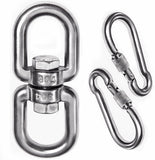 2 1 Heavy Duty 304 Stainless Steel Swivel Ring Double Ended Swivel Eye Hook with SUS304 Snap Hooks for Web Tree Swing, Swing Spinner Hanger, Reliable and Safe (M8)