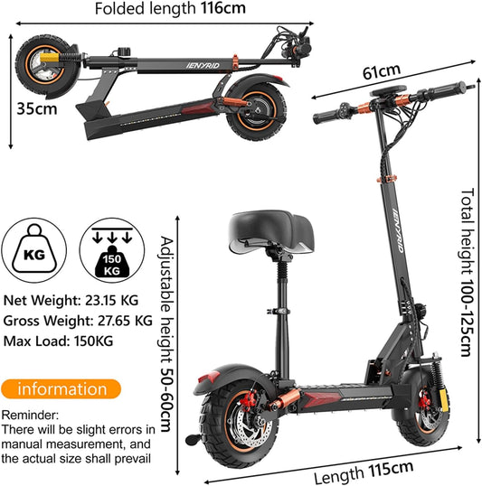 iENYRID 800W/2000W e Scooter for Adults Electric Scooter with Seat 10&#34; Off Road Pneumatic Tires Long Range Motorized e-Scooter,28-35MPH,30-35Miles Range eScooter,Fast Foldable Eletric Scooters for men
