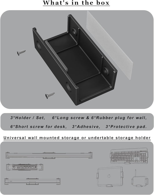 NOTMBESTM Under Desk Laptop Holder Under Desk Rack Mount for Keyboard &amp; Small Devices Also Fit for Cable Box Wall Mount Tray Organizer Like Routers, Modems, Network Switch and More