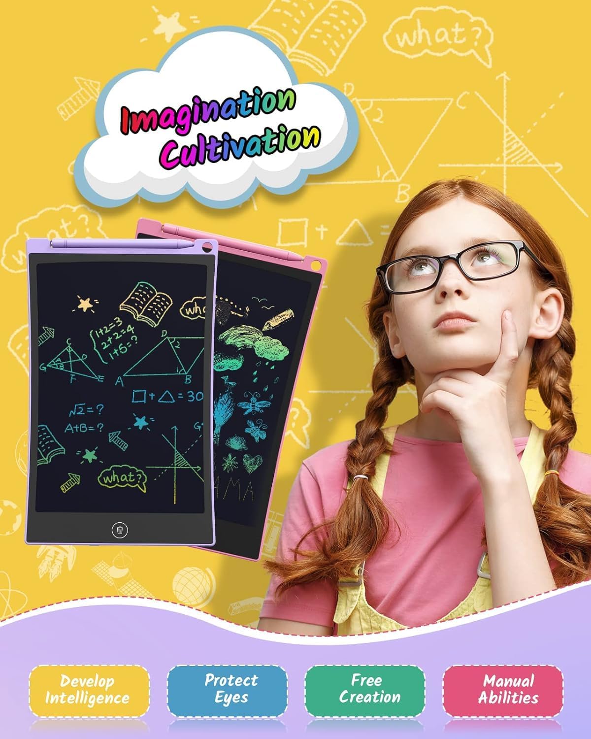 TECJOE 2 Pack LCD Writing Tablet, 8.5 Inch Colorful Doodle Board Drawing Tablet for Kids, Kids Travel Games Activity Learning Toys Birthday Gifts for 3 4 5 6 Year Old Boys and Girls Toddlers