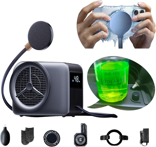 Phone Cooler for Gaming, Live Streaming, Freeze in 15s, Low Noise Cooling, Magnetic Cell Phone Radiator with Fast Liquid Cooling Semiconductor Heatsink for iPhone/Android/Tablet/iPad, Beyond Phone Fan