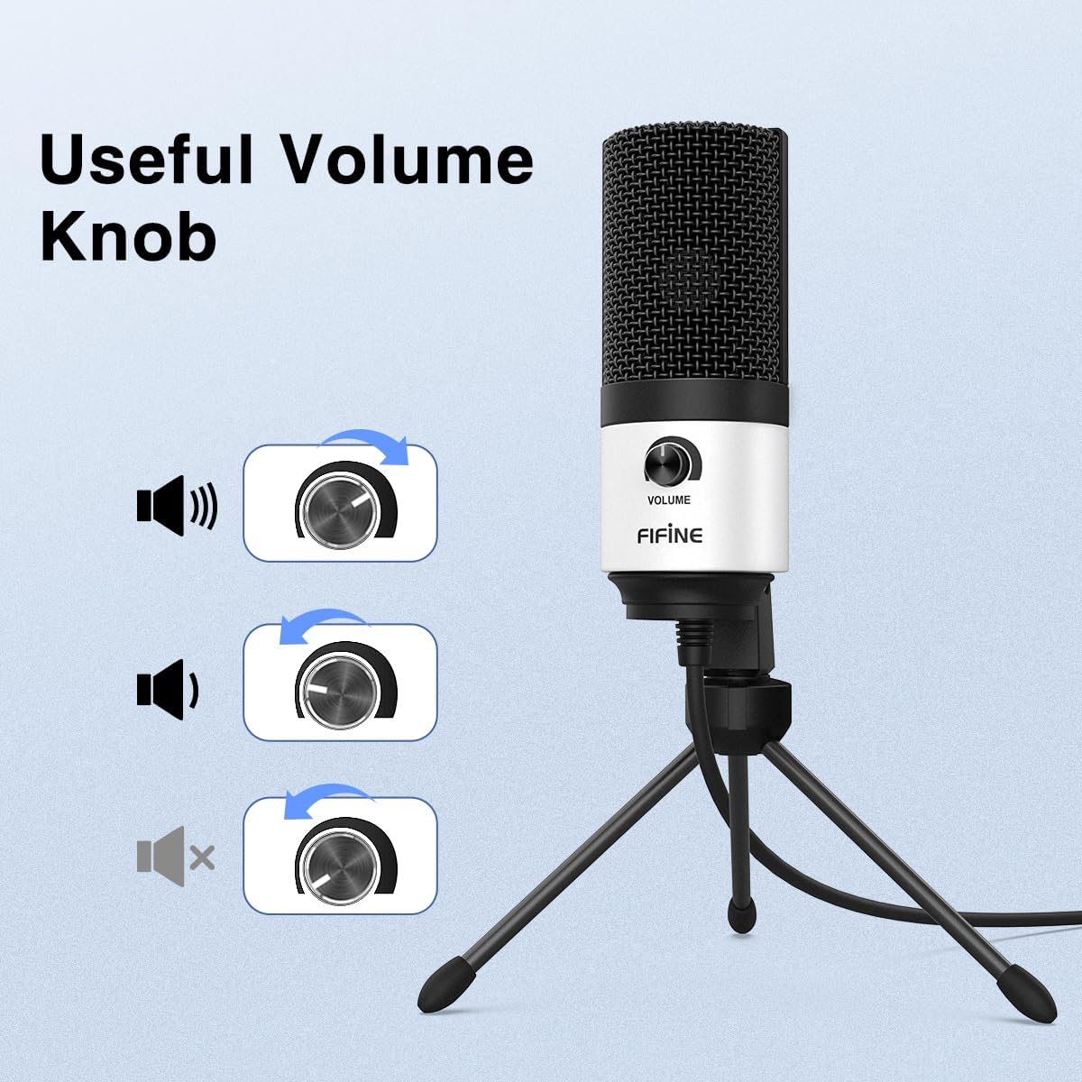 FIFINE USB Microphone, Metal Condenser Recording Microphone for Laptop MAC or Windows Cardioid Studio Recording Vocals, Voice Overs,Streaming Broadcast and YouTube Videos-K669B
