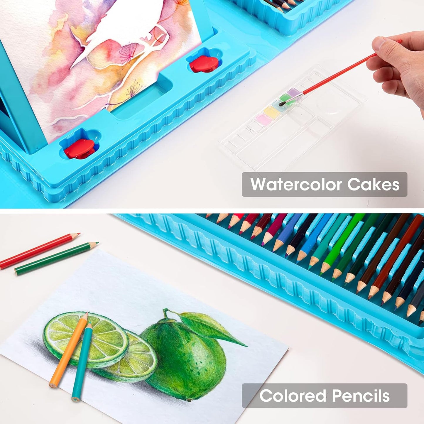 Art Supplies, 240-Piece Art Set Crafts Drawing Kits with Double Sided Trifold Easel, Includes Sketch Pads, Oil Pastels, Crayons, Colored Pencils, Gifts for Girls Boys Teen Ages 4-6-8-9-12 (Black)