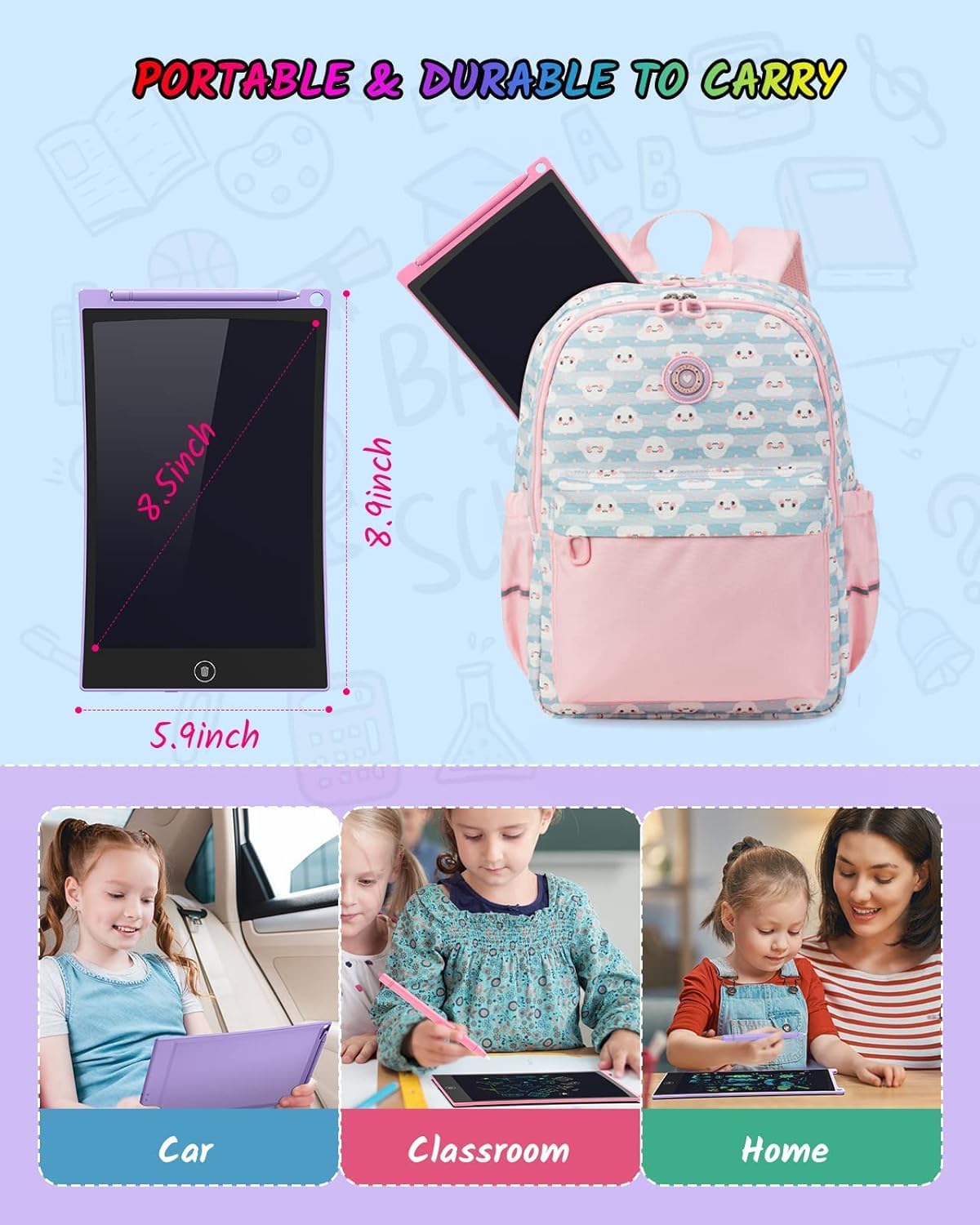 TECJOE 2 Pack LCD Writing Tablet, 8.5 Inch Colorful Doodle Board Drawing Tablet for Kids, Kids Travel Games Activity Learning Toys Birthday Gifts for 3 4 5 6 Year Old Boys and Girls Toddlers