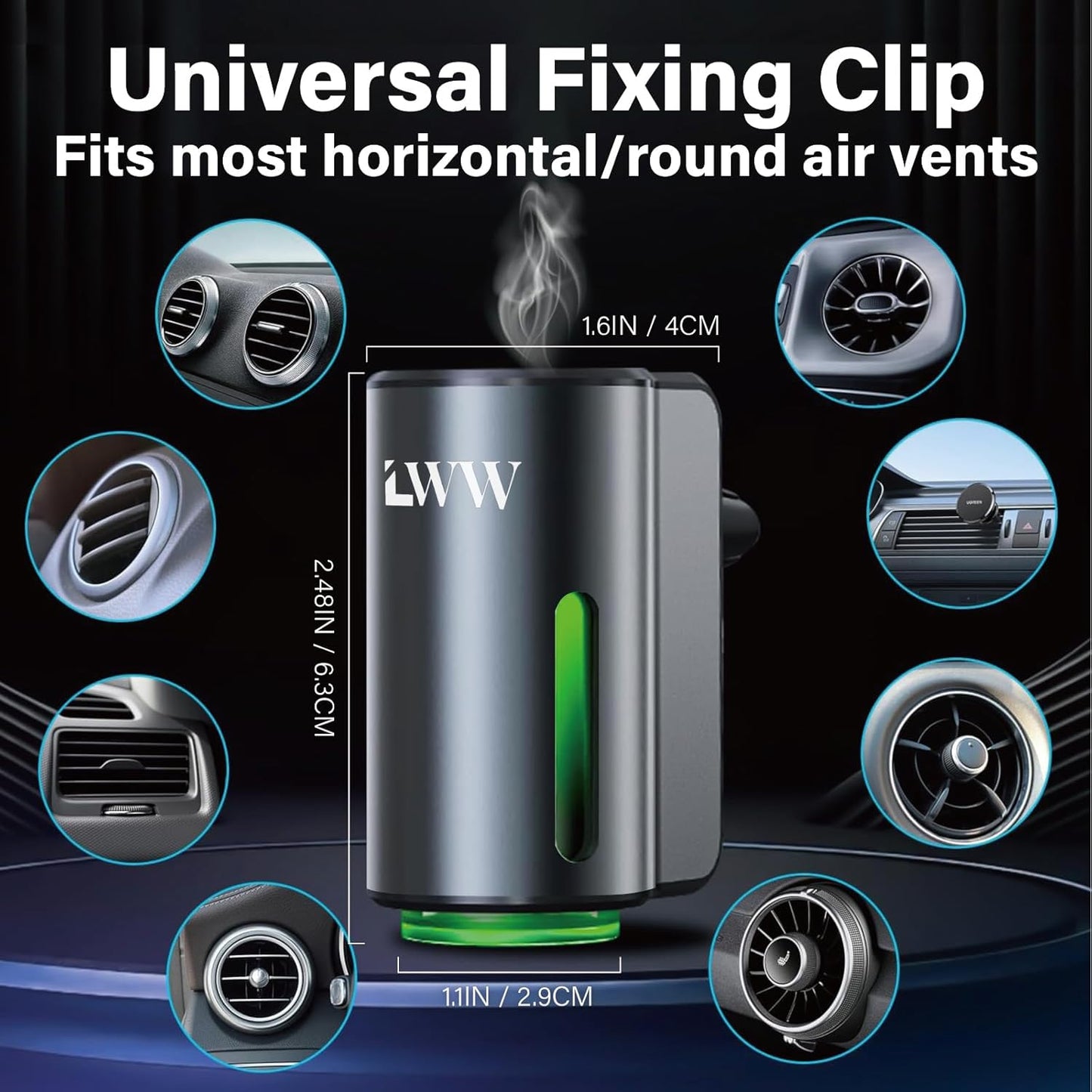Smart Car Air Freshener, 3 Levels of Adjustable Intensity, Aroma Rechargeable Aroma Diffuser, Adjustable Aroma Diffuser, 220mAh Built-in， Fresh Intense Ocean Perfume
