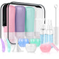 JBYAMUS 18 Pcs Silicone Travel Bottles Set, Leak-Proof Travel Size Toiletries, TSA Approved Travel Bottles for Toiletries, Portable Travel Toiletries Containers for Women (Pink-Green)