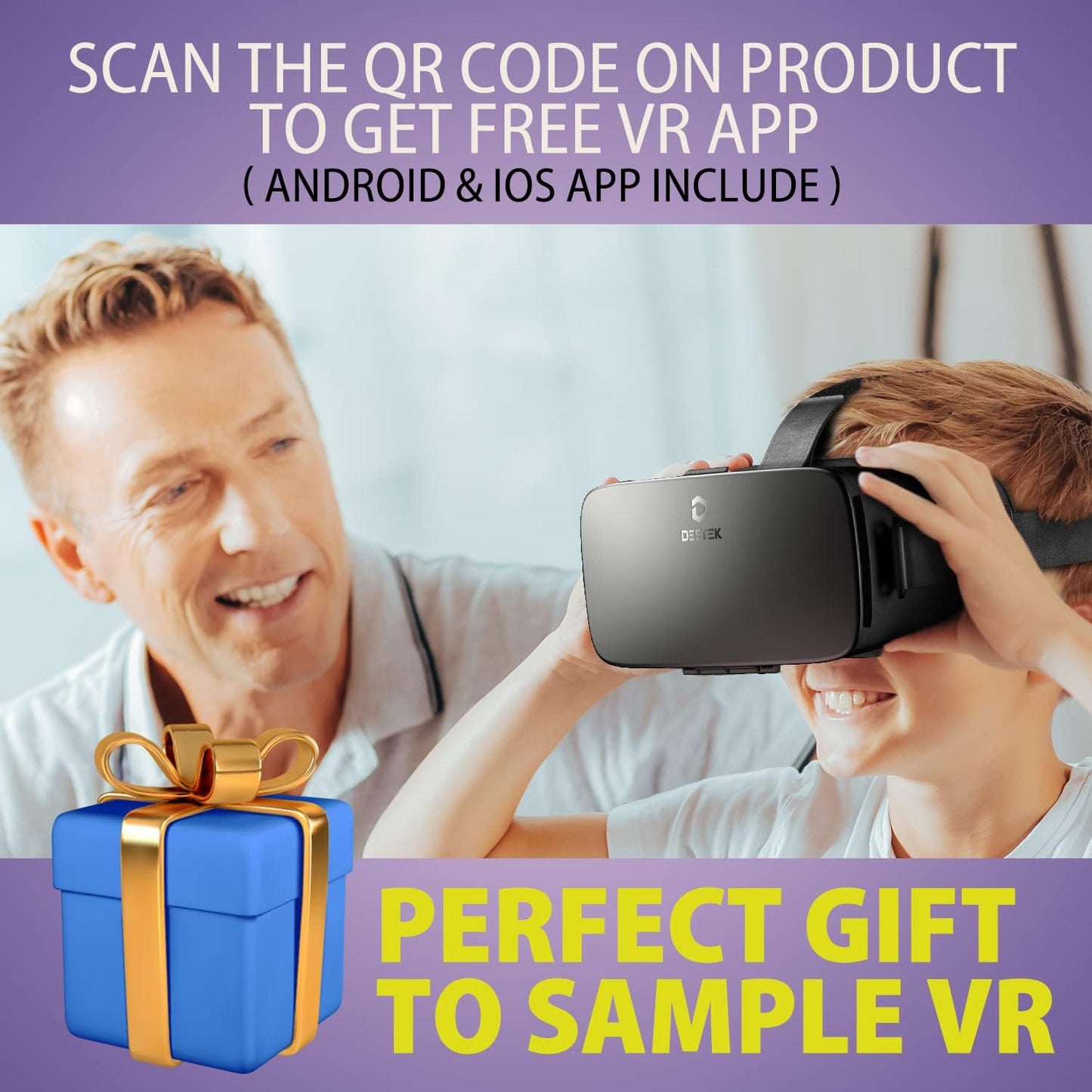 DESTEK V5 VR Headset for Phone, 110° FOV VR Goggles, Eyes Protected Anti-Blue HD Lenses Virtual Reality Headsets for iPhone 15/14/13/12/11, Samsung, Android - Black