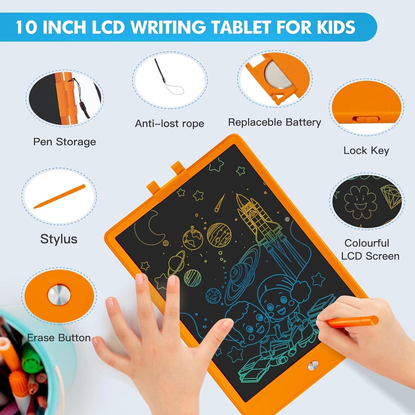 PYTTUR LCD Writing Tablet for Kids 10 Inch Colorful Toddler Drawing Tablet Reusable Doodle Board Electronic Drawing Pads Educational and Learning Kids Toys for Girls(Pink)